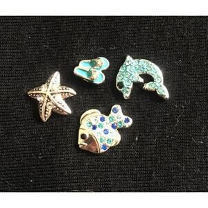 Lot of 3 Oregami Owl Floating Glass Stainless Steel Pendants, Necklace & Charms